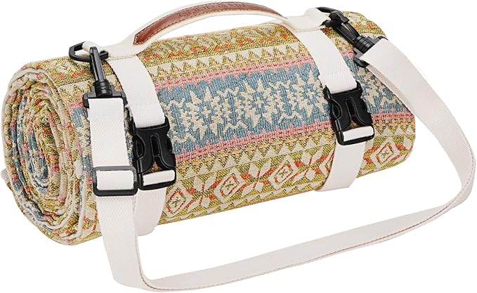 Picnic Blankets Outdoor Extra Large-Waterproof Picnic Blanket with Shoulder Carry Strap | Machine Washable Picnic Mat with Sandproof Backing for Park , Grass, Camping, Hiking, Concerts (Yellow)