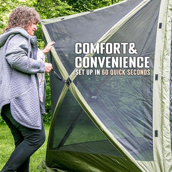 CLAM Quick Set Venture 9 x 9 Foot Portable Outdoor Camping Canopy Sunshade Shelter, Green Bundled with Wind/Sun Panels (3 Pack)