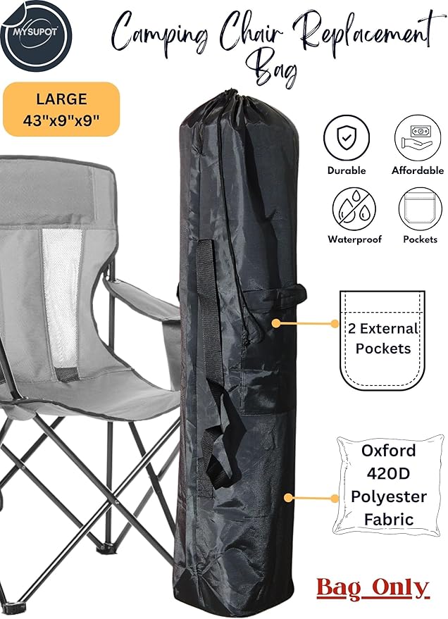 Replacement Bag for Folding Camping Chair, Portable Camp Chair, Hammock, Yoga Mat, Umbrella, Tents, Tripods, Fishing Poles - 420D Oxford Polyester Fabric