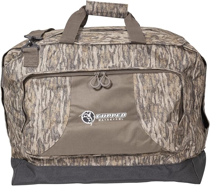 Camo Wader Storage Bag, Expandable Duck Hunting Wader Bag with Fold-Out Neoprene Mat and Waterproof Pockets