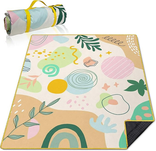 Extra Large Picnic Blankets Waterproof Foldable (60 "x 80") Beach Blanket Waterproof Sandproof,3-Layer Thicking Mat Outdoor Packable Camping Blanket