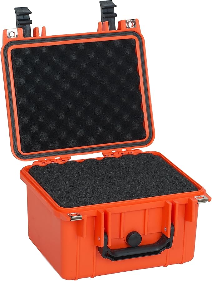 MEIJIA Portable All Weather IP67 Waterproof Camera Case,hard case with Customizable Fit Foam,Fit Use of Drones,Camera,Equipments,10.62 x9.68x6.87inches(Orange)