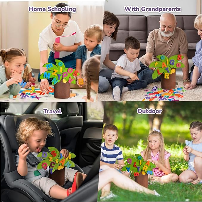 CHEFAN Felt Letter Tree Freestanding Coconut Tree Alphabet Game Set Props from The Childhood Favorite Book for Early Education