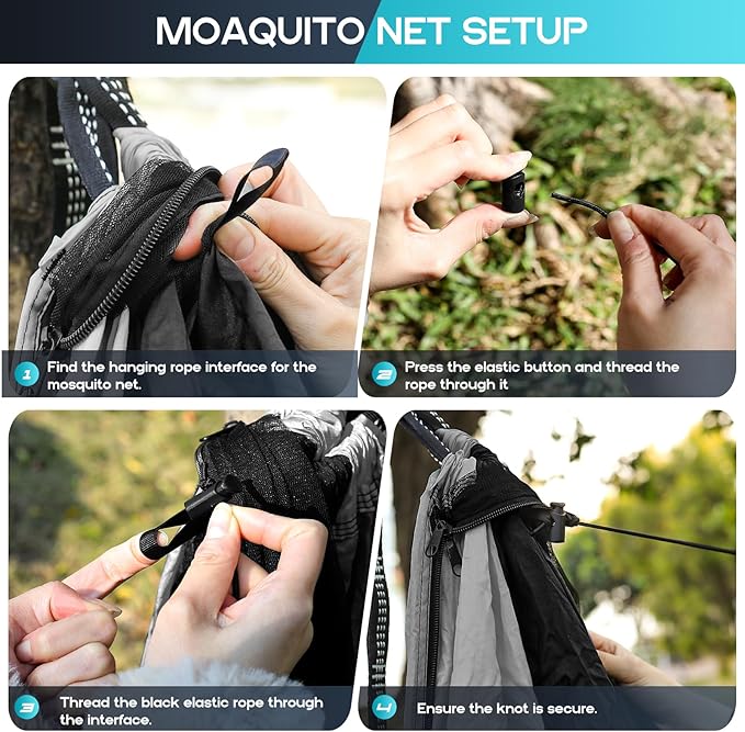Camping Hammock Mosquito Net,Double & Single Portable Hammocks Hammocks with 2 Tree Straps,Hammock Tent for Travel Camping,Camping Accessories for Indoor Outdoor Hiking Backpacking Backyard Beach