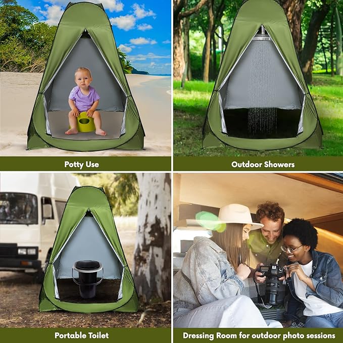 Pop Up Large Privacy Tent - 7ft Tall - Oversized Strong Camping Toilet Tent- Portable Camp Shower Pod w/Hooks- Porta Pod- Outdoor Bathroom, Potty, Changing Private Room