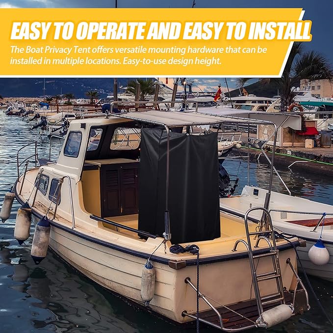 Boats Privacy Curtain Changing Room with Bag Portable Privacy Tent Easy Up Pontoon Enclosure Partition for Pontoons Boat Hanging Tent 27" W x 30" D x 72" H(Black)