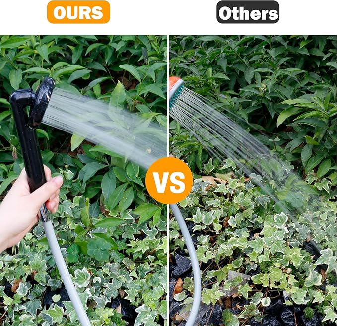 Portable Shower Camping Shower, Outdoor Camp Shower Pump with 5 Gallons Collapsible Bucket, Rechargeable Shower Battery Powered Handheld Shower Head kit for Camping, Beach Washing, Pet Cleaning