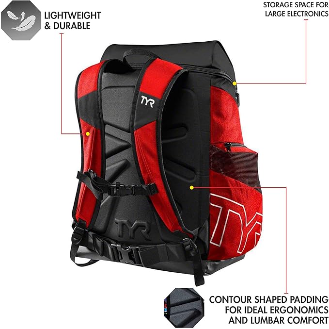 Alliance Backpack, 45L Capacity, Wet and Dry Compartments, Team Colors, Red/Black, 45 Liter