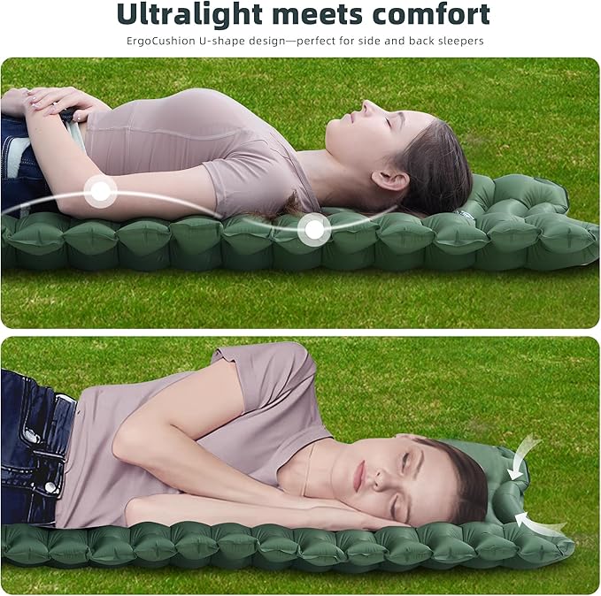 GearDoctors® Ether Ultralight Sleeping Pad 17.5oz – Compact Camping Air Mattress – Inflatable Sleeping Mat for Backpacking, Hiking, Tent, Outdoor Travel