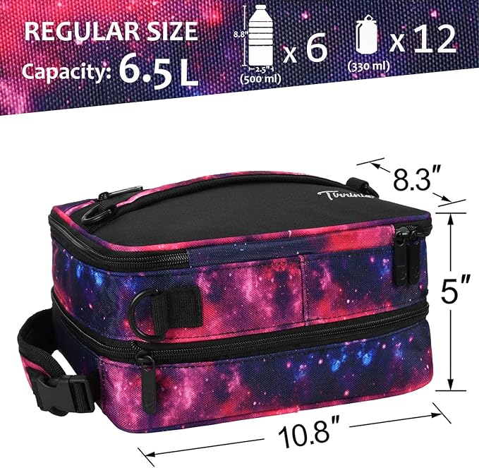 Expandable Insulated Lunch Bag, Leakproof Flat Lunch Cooler Tote with Shoulder Strap for Men and Women, Suitable for Work & Office by Tirrinia, Starlight