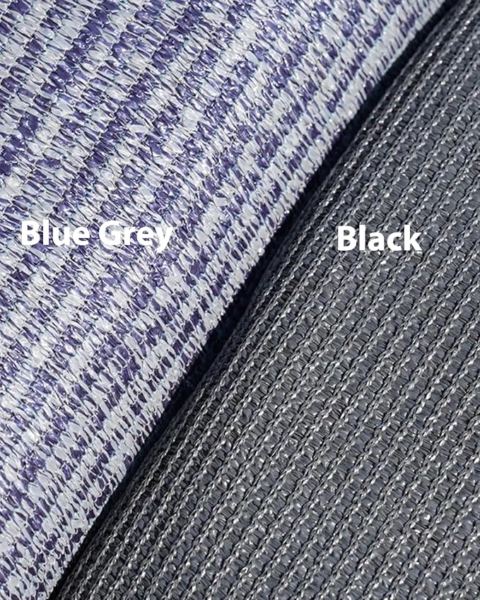 FoundGo Awning Carpet HDPE Camping Outdoor Rug with Eyelets,Nails,Broom,for RV,Patio,Backyard,Picnic,Beach,Trailer 8'*20' (2.44 * 6.1m)-Blue Grey