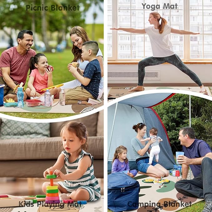 Extra Large Picnic Blankets Waterproof Foldable (60 "x 80") Beach Blanket Waterproof Sandproof,3-Layer Thicking Mat Outdoor Packable Camping Blanket