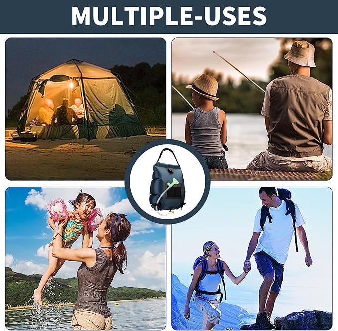 Solar Shower Bag, Solar Heating Camping Shower Bag, 5Gal(20L) Portable Camping Shower Bag, with Removable Hose and On-Off Switchable Shower Head, for Outdoor Traveling/Climbing/Hiking/Beach/Swimming
