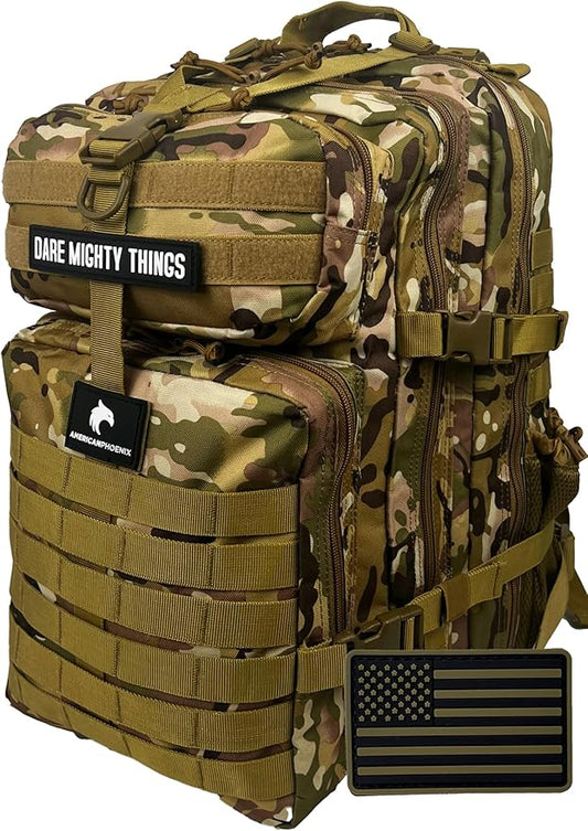 45L Elite Tactical Backpack | 3X Stronger Work & Military Backpack | Water Resistant and Heavy Duty | 3 Day MOLLE Bug Out Bag (Military OCP)