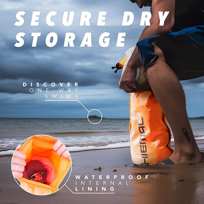 Swim Buoy for Open Water with Dry Bag 15L - Fully Waterproof Swim Bubble - Be Safe with Higher Visibility, Toughened Nylon and Rest Handle Swimming Buoy - Open Water Buoy for All Season Swimmers
