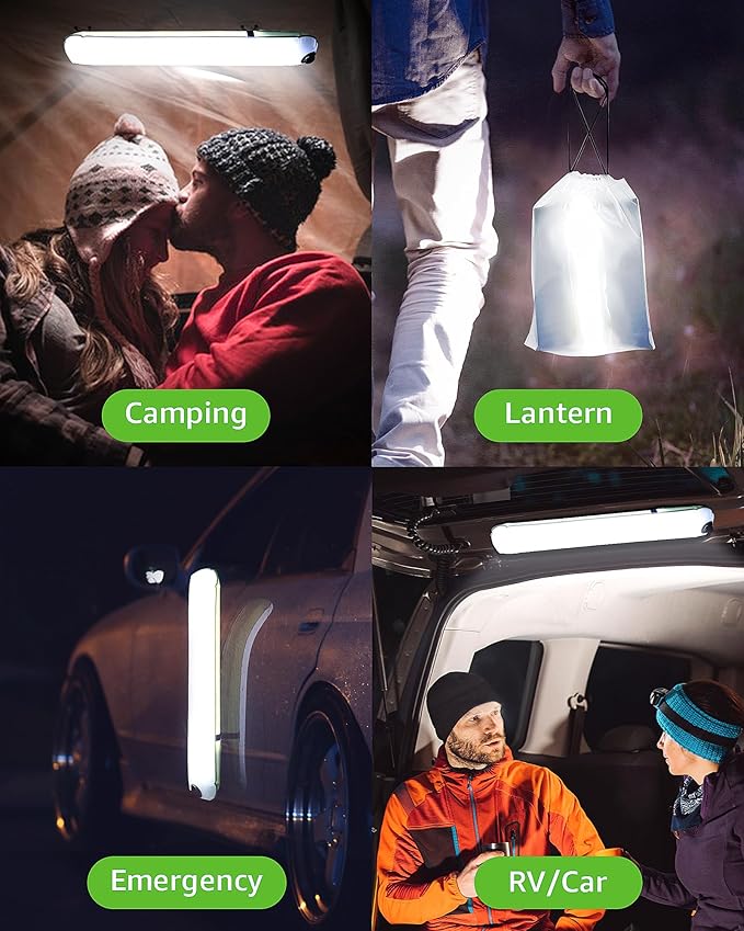 Solar Camping Lights Rechargeable, 3 Lighting Modes, IP66 Waterproof Inflatable Lamp for Hiking, Backpacking, Survival, Collapsible Tent Lights for Camping, Portable Lanterns for Power Outage