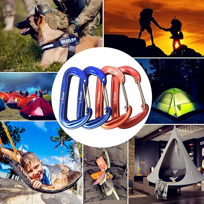 Carabiner,12KN Lightweight Heavy Duty Carabiner Clips,Aluminium Wiregate Caribeaners for Hammocks,Camping, Key Chains, Outdoor and Gym etc,Hiking & Utility