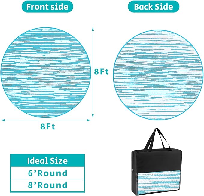 HEBE Outdoor Rug 8ft for Patios Clearance Waterproof Patio Mat Plastic Straw Rug Reversible RV Camping Tent Rug Outside Indoor Outdoor Area Rugs for RV,Deck,Beach,Balcony,Camper