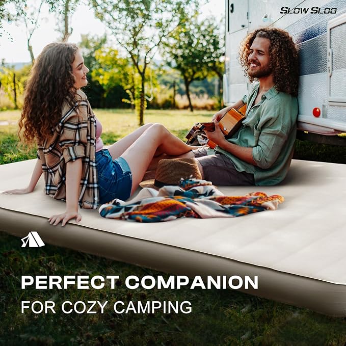 Self-Inflating Sleeping Pad with Portable Electric Pump 4in Thick Memory Foam Camping Mattress for Tent Cot & Car Travel, Fast Inflate & Deflate Camping Pad, Cream