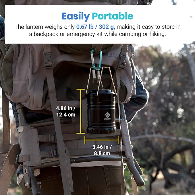 Etekcity Lantern Camping Essentials Lights, Led Flashlight for Power Outages, Tent Lights for Emergency, Survival Gear and Supplies for Hurricane, Battery Operated Lamp, 2 Pack, Black