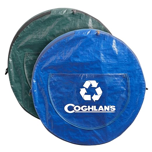 Coghlan's Pop-Up Lightweight Trash & Recycle Can – Collapsible Dual-Purpose Bin for Camping, RV, and Travel – Durable, Compact, and Easy to Store – 29.5 Gallon