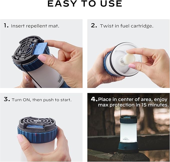 Thermacell Effective Mosquito Repellent LED Lantern for Camping, Includes 12-Hour Refill, No Spray, No Candle Flames, Bug Spray Alternative