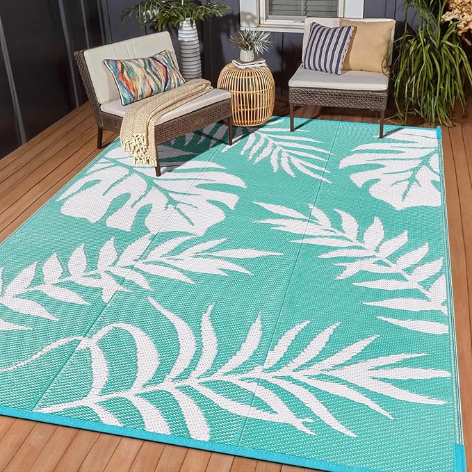 Outdoor Rugs Patio Camping Waterproof - 4x6 Plastic Straw Patio Rug Portable for Campers, Outside RVs Mat, Outdoor Area Carpet for Patios Clearance, Backyard Porch, Balcony, Picnic