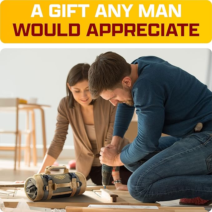 The Ryker Roll Up Tool Bag Organizer - Personalized Customized Name Gifts for Him/Men/Dad Gifts Roll Up Small Tool Bag Organizer Tools Bags gift for Mechanic, Electrician, Plumber or Hobbyist