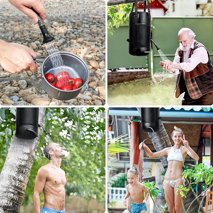 Solar Shower Bag, 5 Gal/20L Solar Heating Camping Shower Bag, Portable Shower with Reinforced Handles & Thick Tarpaulin, Solar Showers for Camping, Surfing, Outdoor Traveling, Hiking