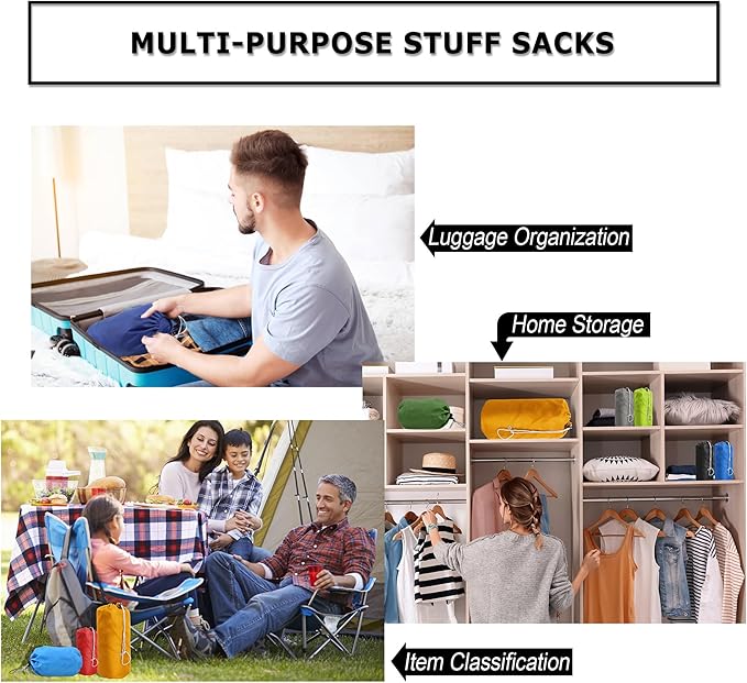 BeeGreen Stuff Sack for Backpacking Drawstring Storage Bag with Dust Flap