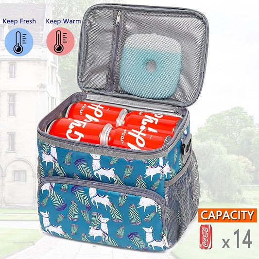 Insulated Lunch Bag for Adult/Women/Men, Reusable Large Lunch Box Cooler Soft Leakproof Tote, Thermal Meal Prep Lunch Pail with Adjustable Shoulder Strap for School/Travel/Office, Alpaca