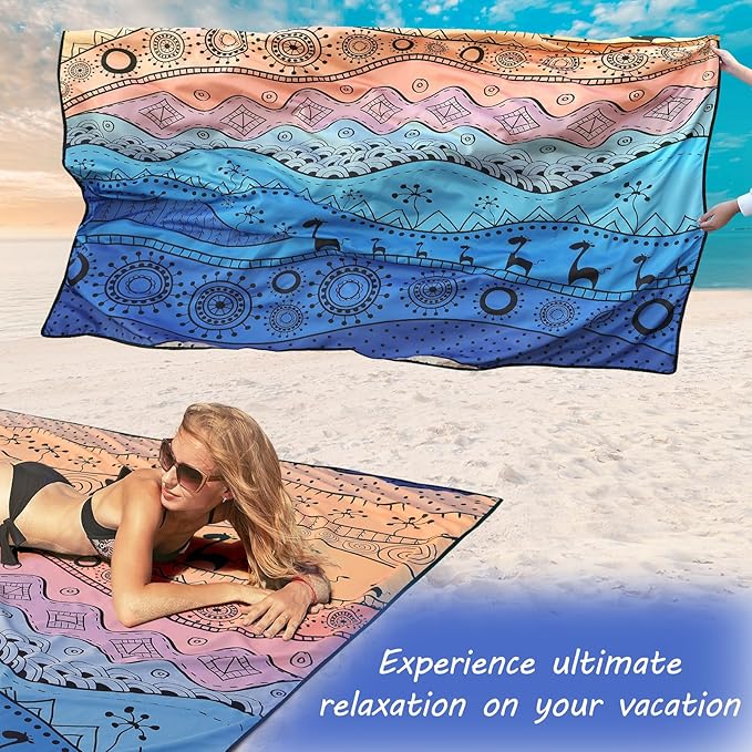 Beach Blanket Waterproof Sandproof Extra Large Beach Mat 79" X 83"/120"x108"for 1-8 Adults Quick Drying Durable Outdoor Picnic Mat for Beach Travel Camping Hiking