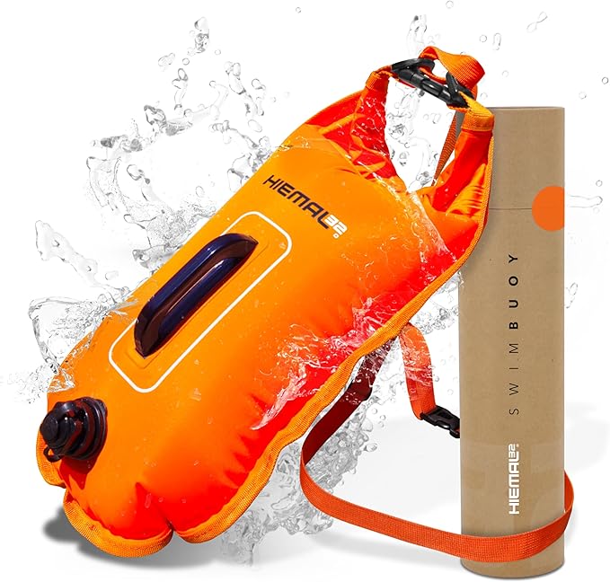 Swim Buoy for Open Water with Dry Bag 15L - Fully Waterproof Swim Bubble - Be Safe with Higher Visibility, Toughened Nylon and Rest Handle Swimming Buoy - Open Water Buoy for All Season Swimmers
