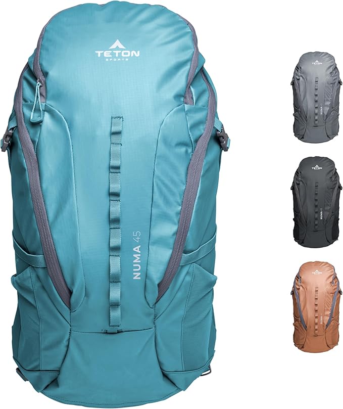 Teton 45L Numa backpack, durable and ready for hiking, camping or backpacking. Perfect lightweight travel bag with more room than you think, Alpine