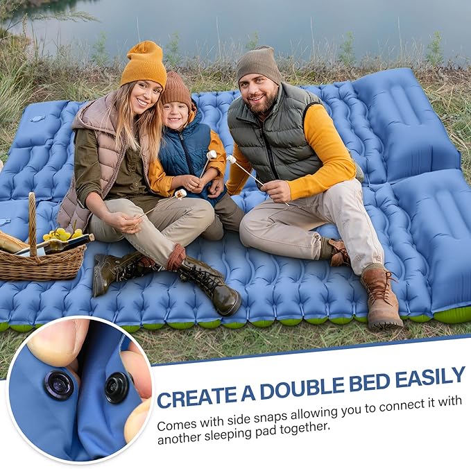 Camping Sleeping Pad, Ultralight Inflatable Sleeping Mat with Built-in Foot Pump & Pillow, Compact Air Mattress for Camping, Backpacking, Hiking, Tent