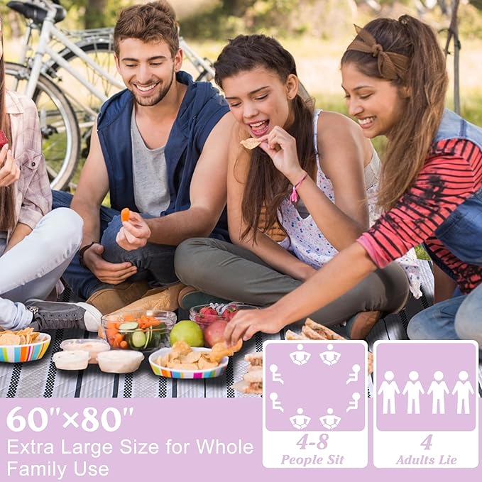 Oversized Waterproof Picnic Mat, Dustproof Washable Outdoor Beach Mat. Suitable for Camping, Outdoor, Beach, Party and Concert. (Dark Green & Light Brown, 80" x 60")