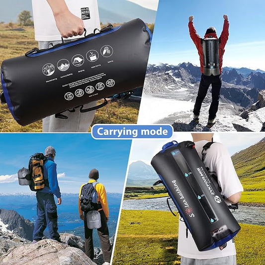 Camping Shower Bag, 5 Gal/20L TPU Material Portable Shower Bag with Foot Pump and Press-Type Shower Nozzle for Camping Beach Swimming Outdoor Traveling Hiking