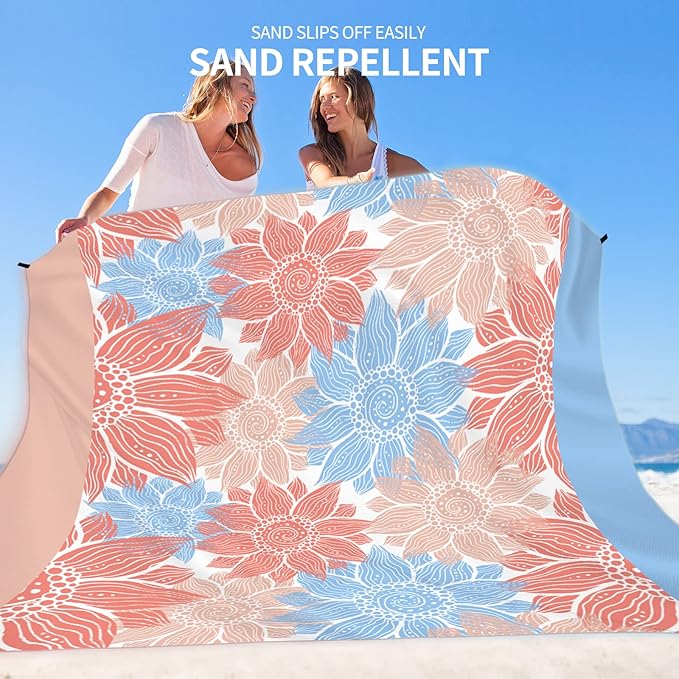 Beach Blanket Waterproof Sandproof Extra Large Beach Mat 79" X 83"/120"x108"for 1-8 Adults Quick Drying Durable Outdoor Picnic Mat for Beach Travel Camping Hiking