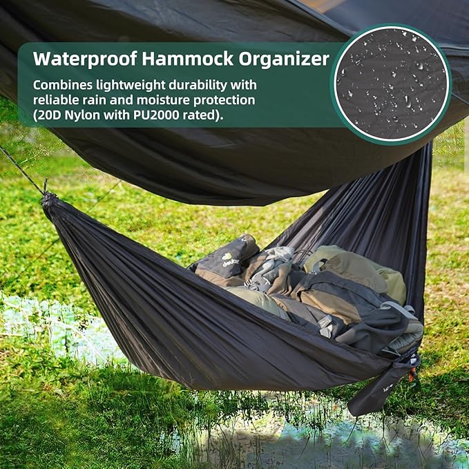 Compact Storage Organizer for Camping Hammocks, Waterproof Camping Gear Storage, Portable Hammock Accessory for Hiking, Backpacking
