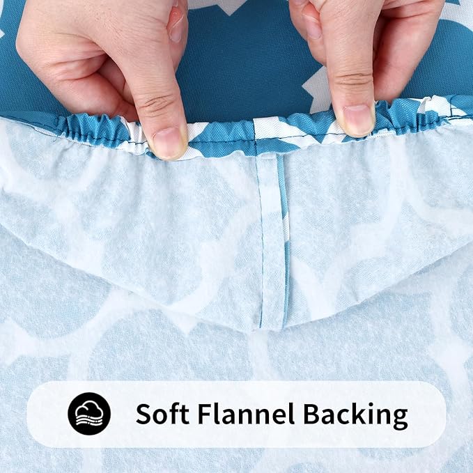 Smiry Rectangle Picnic Table Cover, Waterproof Elastic Fitted Camping Tablecloths for 4 Foot Tables, Wipeable Flannel Backed Vinyl Tablecloth Protector for Indoor, Outdoor (Light Blue, 30x48 Inches)