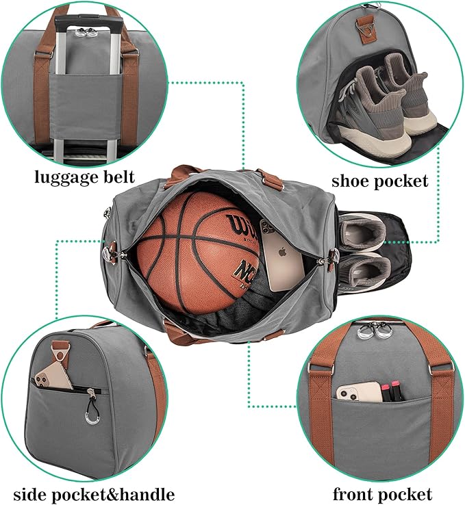 Kuston Sports Gym Bag with Shoe Compartment&Wet Pocket,Travel Duffel bag,Weekend Bag,Workout Bag Suitable for Men and Women