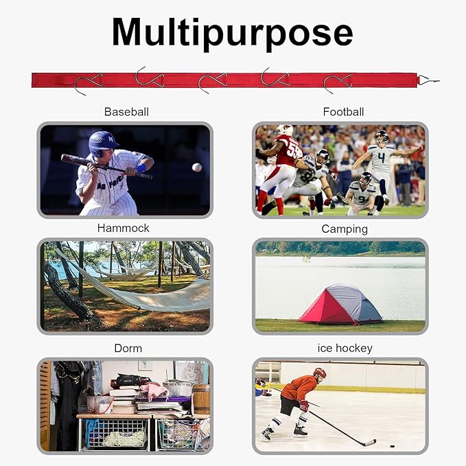 Hockey Drying Rack,Hockey Equipment Gear Drying Rack,Portable Sports Gear Organizer Hanging Straps with 5 Hooks,Ice Goalie Hockey Gifts For Boys Football Baseball Catcher.Outdoor Camping Must Haves