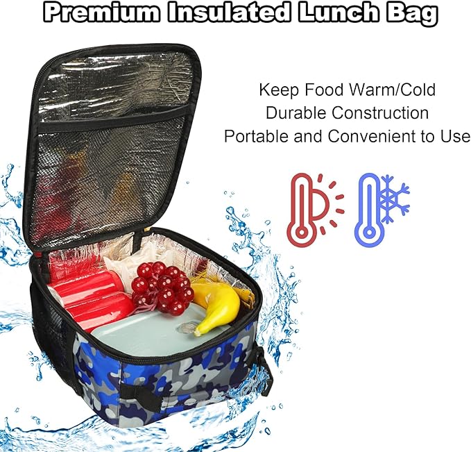 Femuar Lunch Box for Men Women Adults, Small Lunchbox for Work Picnic - Reusable Lunch bag Portable Lunch tote, Camouflage