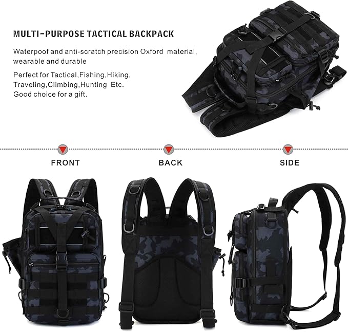 Tactical Backpack Medium EDC DayPack Military Molle Backpacks Bag Outdoor Rucksack for Fishing Hunting Camping (brown camo)