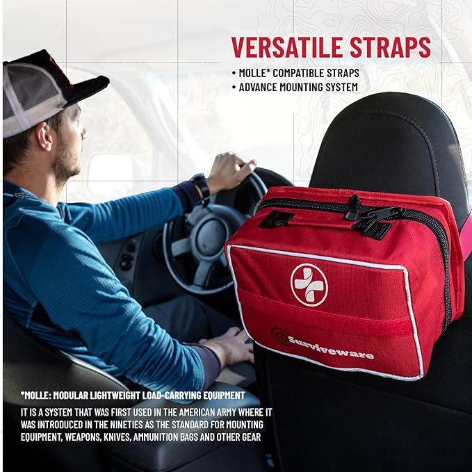 Surviveware 238 Pcs Comprehensive Premium Survival First Aid Kit - Medical Emergency Kit for Travel Camping Gear, Home Essentials & Outdoor Emergencies - HSA & FSA Eligible Survival Kit