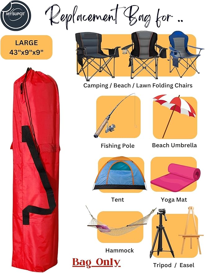 Replacement Bag for Folding Camping Chair, Portable Camp Chair, Hammock, Yoga Mat, Umbrella, Tents, Tripods, Fishing Poles - 420D Oxford Polyester Fabric