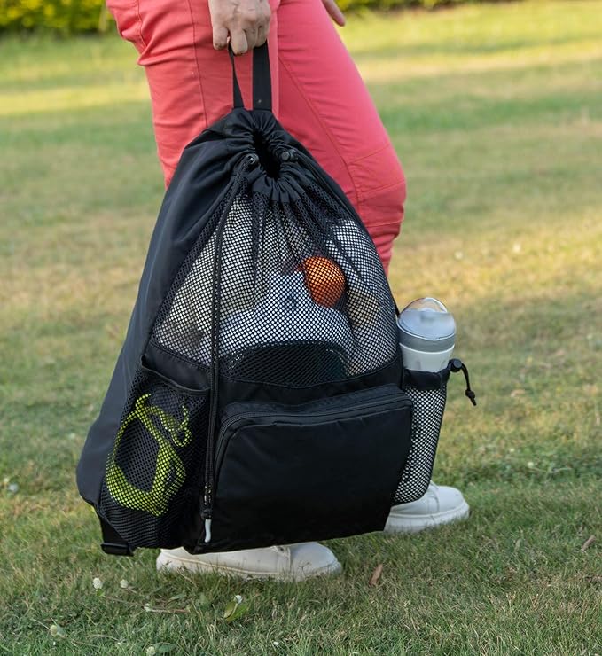 ButterFox Large Swimming Equipment Mesh Bag With Separated Waterproof Dry Compartment, Dry and Wet Separated (Light Blue)