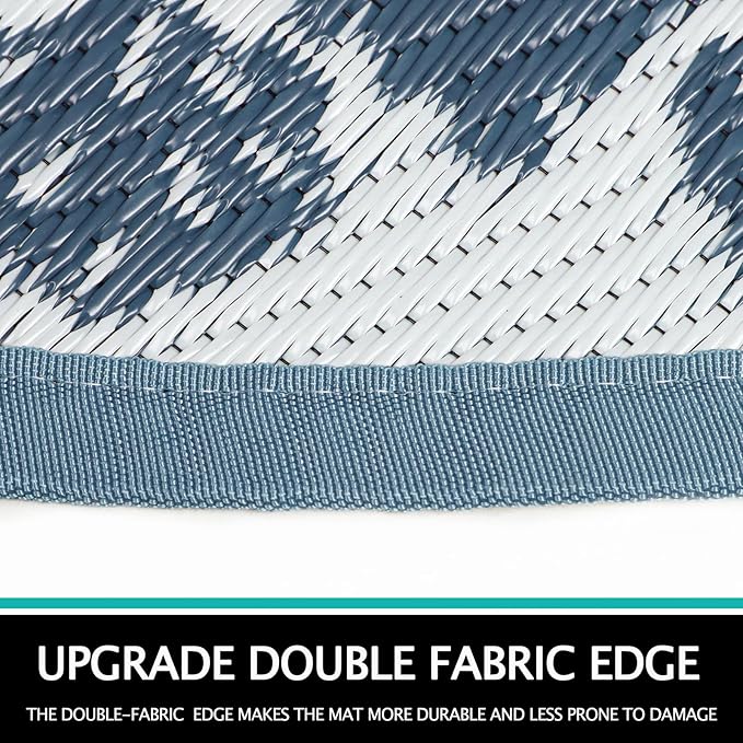 Capslpad 6Ft Round Outdoor Rug for Patios Clearance Reversible Mat Plastic Straw Patio Rugs Lightweight RV Camping Mat Circle Outside Area Rug Carpet for Balcony Deck Trailer Picnic,Blue