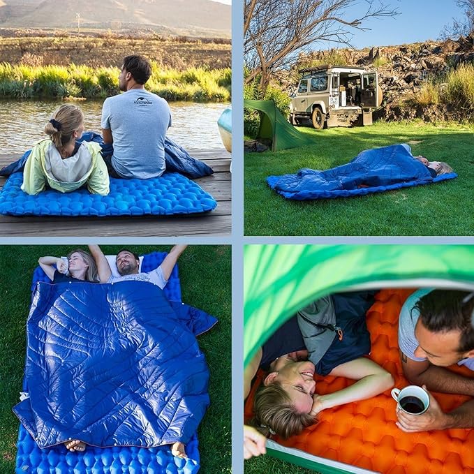 Naturehike Inflatable Double Camping Sleeping Pad, Ultralight Durable 2.55" Thickness Camping Mattress, Compact Air Mat for Hiking, Traveling, Backpacking&Outdoor (Blue)