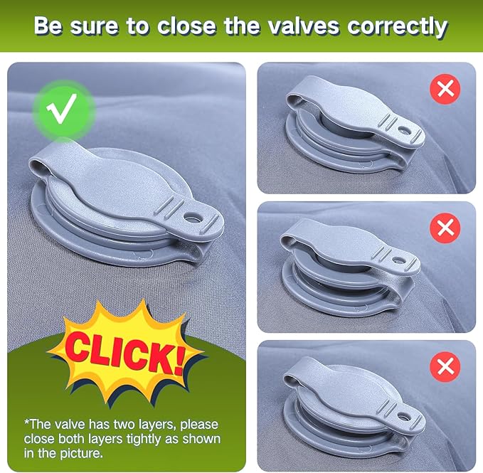 Double Sleeping Pad Camping, Self Inflating 6'' Extra-Thick 2 Person Pillow Built-in Foot Pump Waterproof Inflatable Sleeping Mat Backpacking, Tent, Hiking, Portable Camping Pad (Yellow Grey)